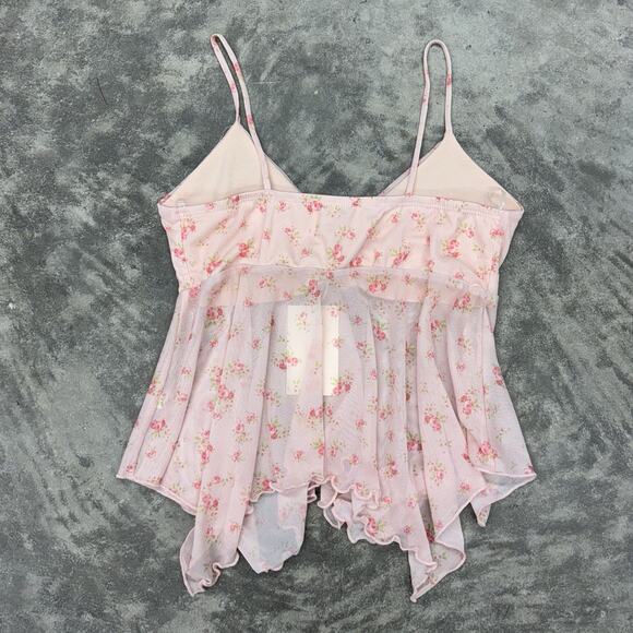 NWT See You Monday Womens M Light Pink Ditsy Floral Pattern Baby Doll Top Straps - Picture 4 of 7